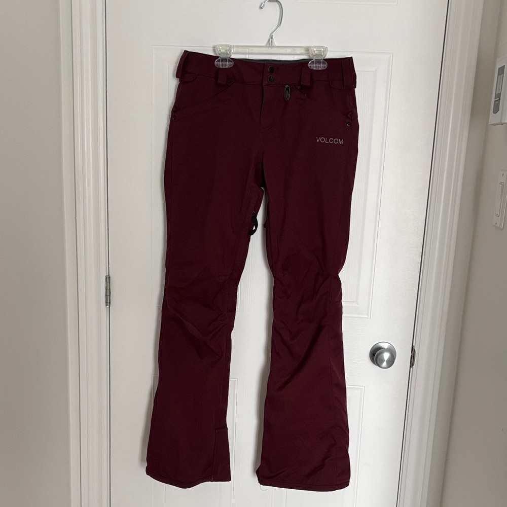 Volcom Women's Burgendy Stretch Slim Snow Pants Size S